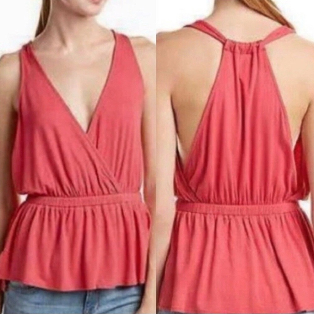 We The Free by Free‎ People Red Flowy Wrap Tank | Rayon Knit | Size M
